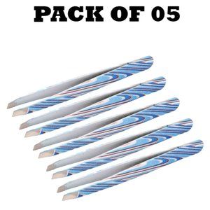 Forgica Professional Stainless Steel Paper Coated Tweezers Pack of 05